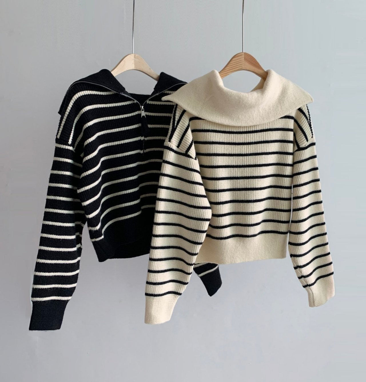 Zip up Stripe Knit
