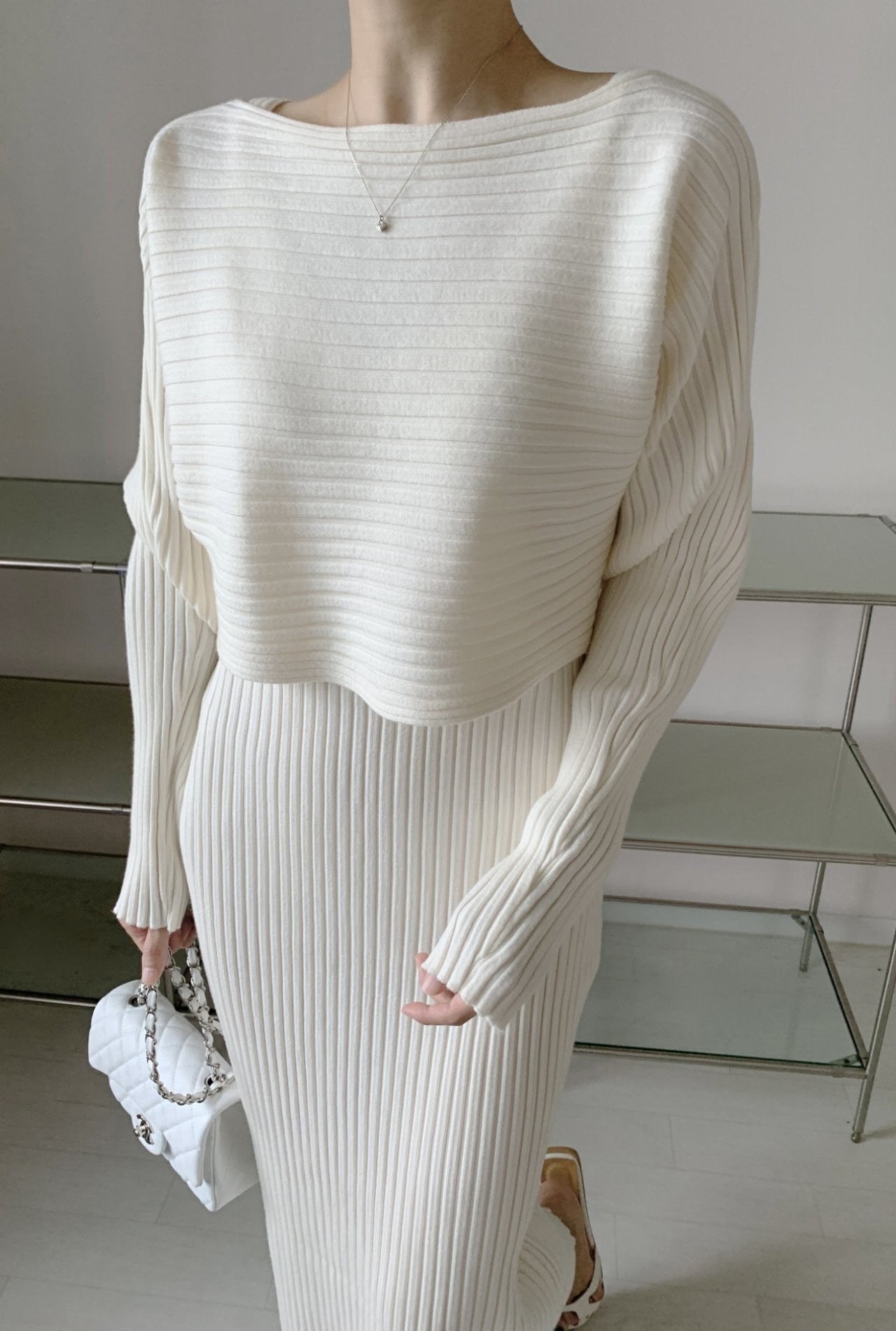 knit dress top set