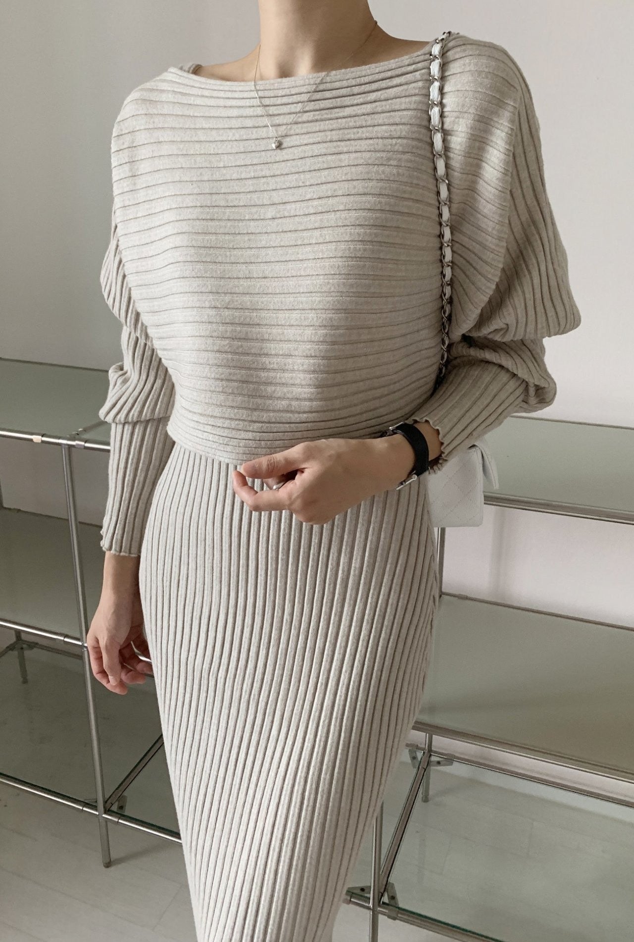 knit dress top set
