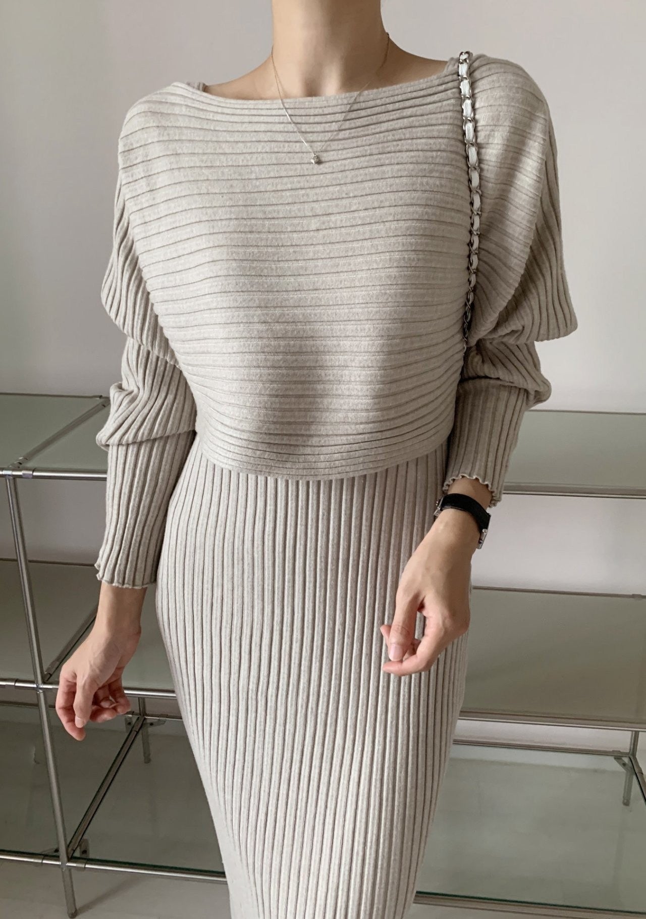 knit dress top set