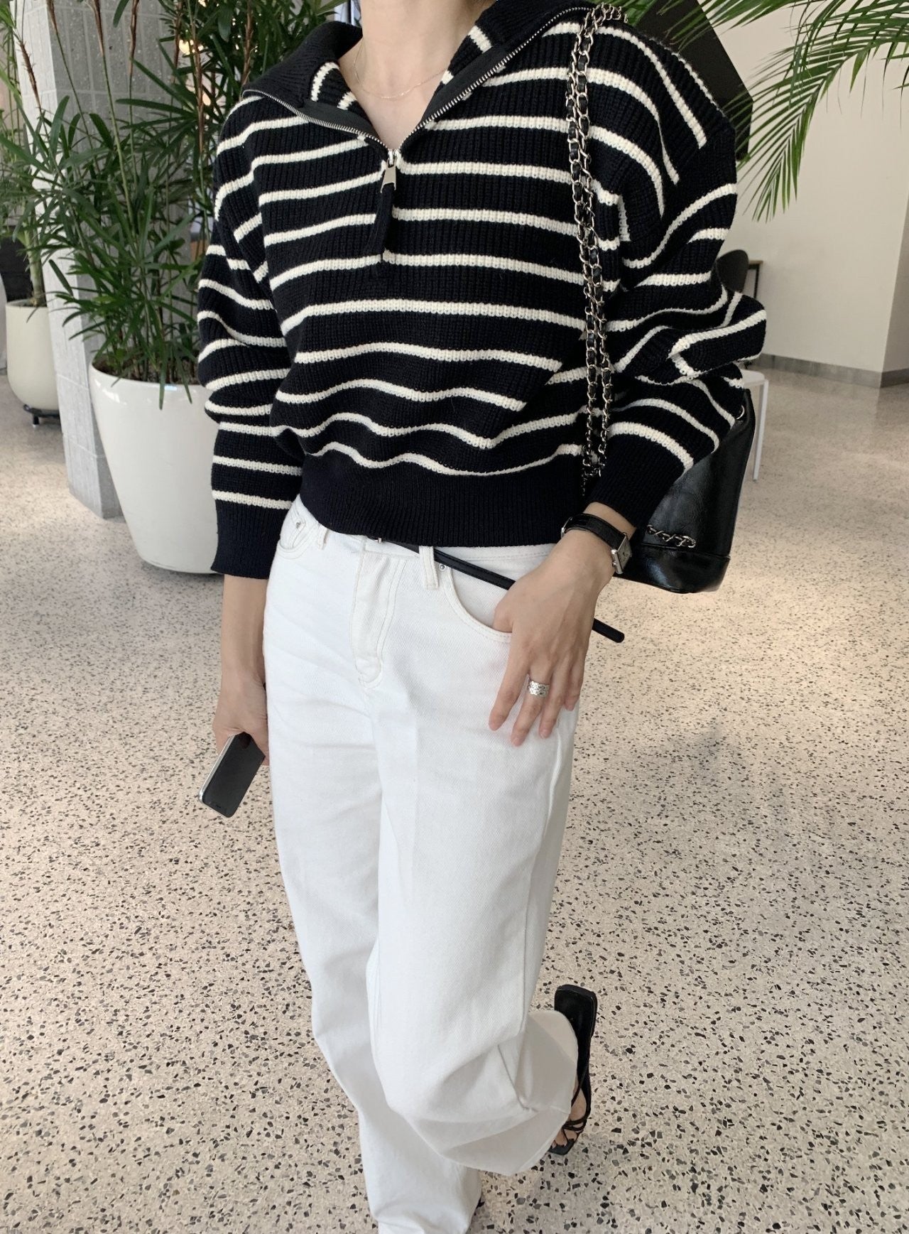 Zip up Stripe Knit