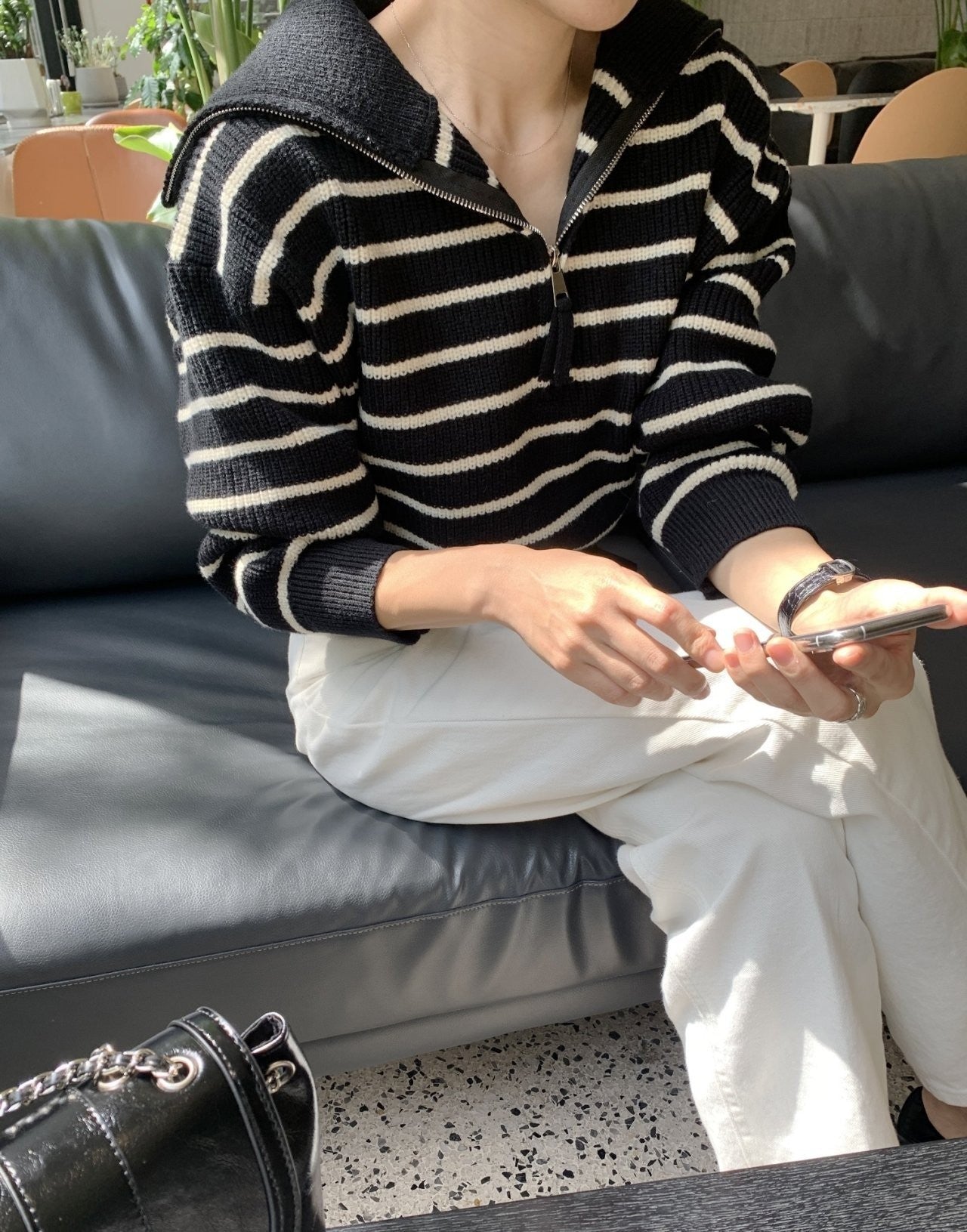 Zip up Stripe Knit