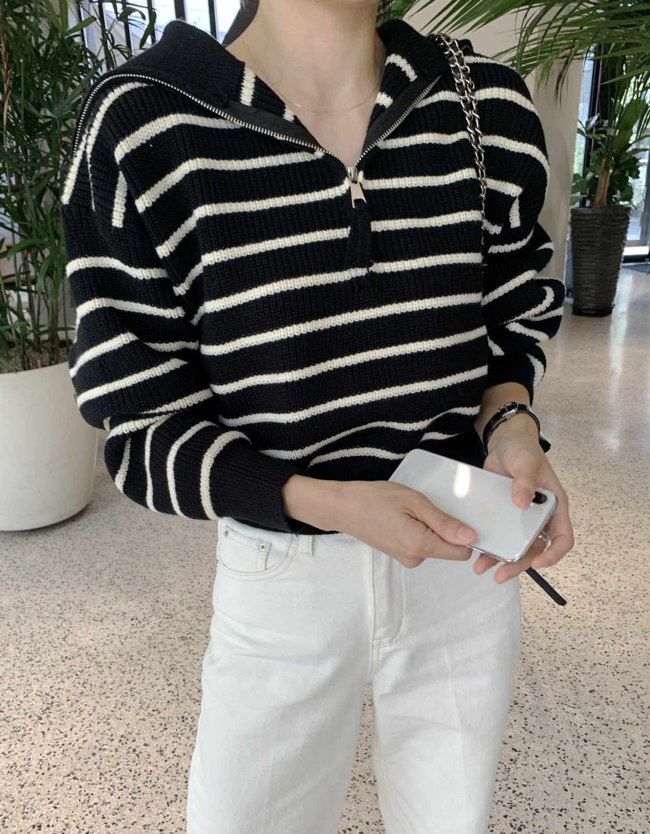Zip up Stripe Knit