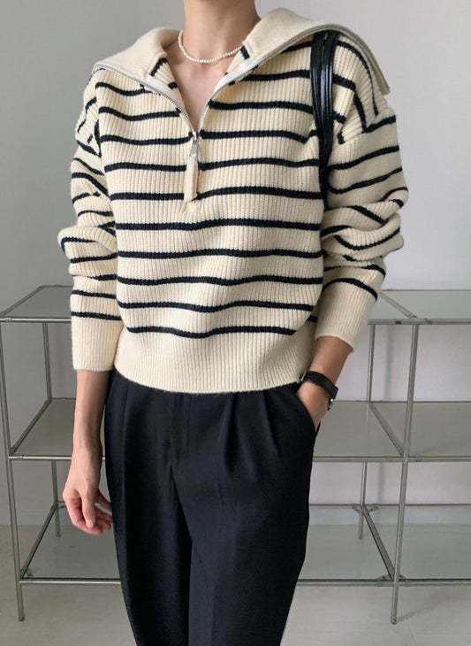 Zip up Stripe Knit