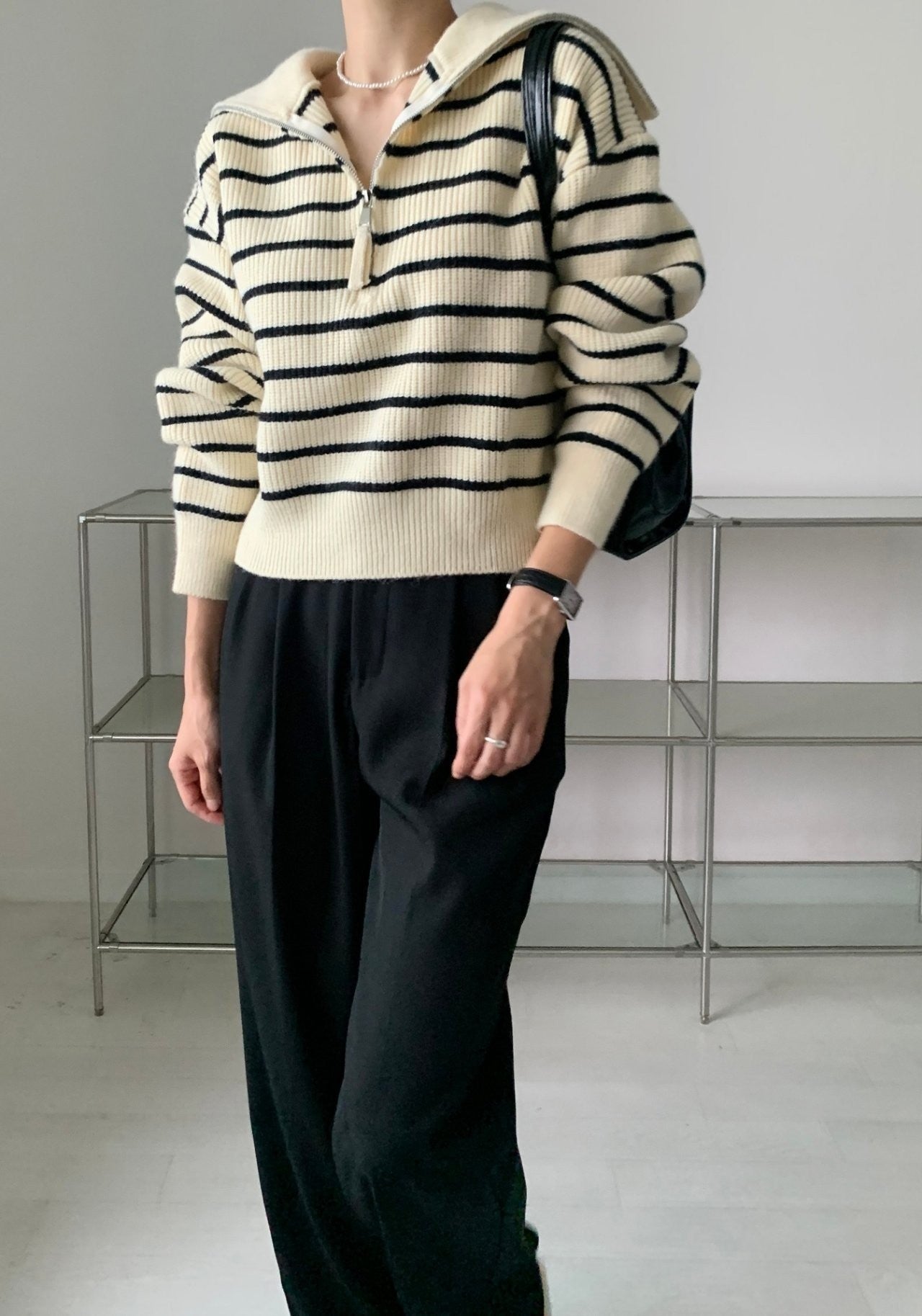 Zip up Stripe Knit