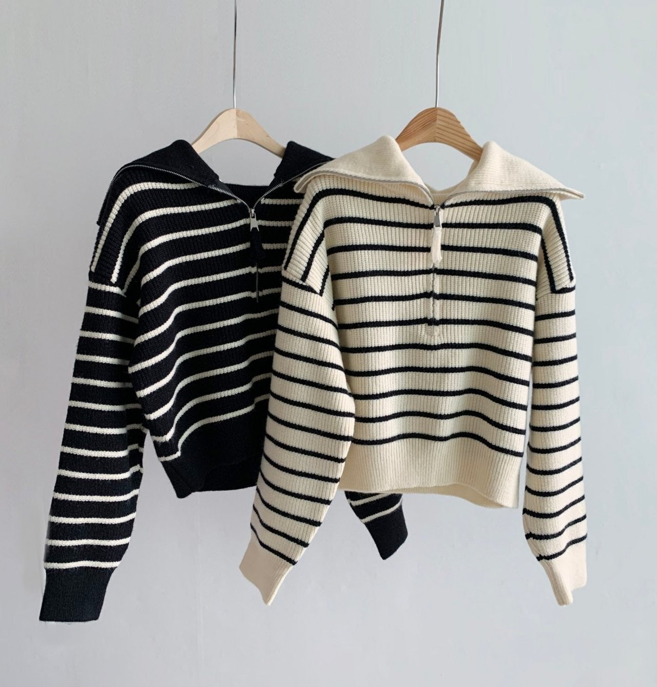 Zip up Stripe Knit