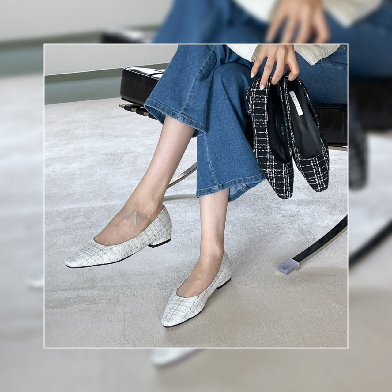 Tweed Flat Shoes