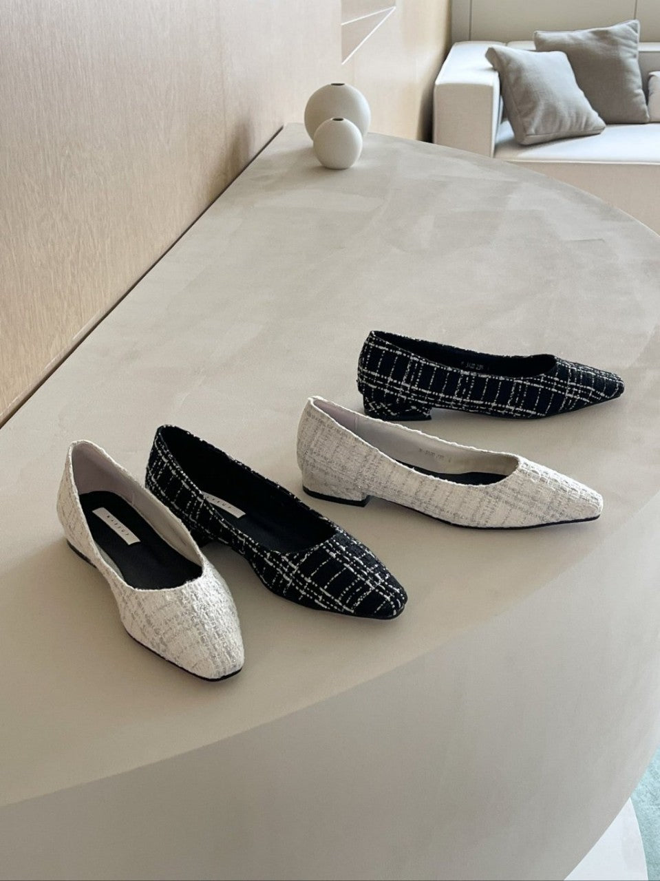 Tweed Flat Shoes