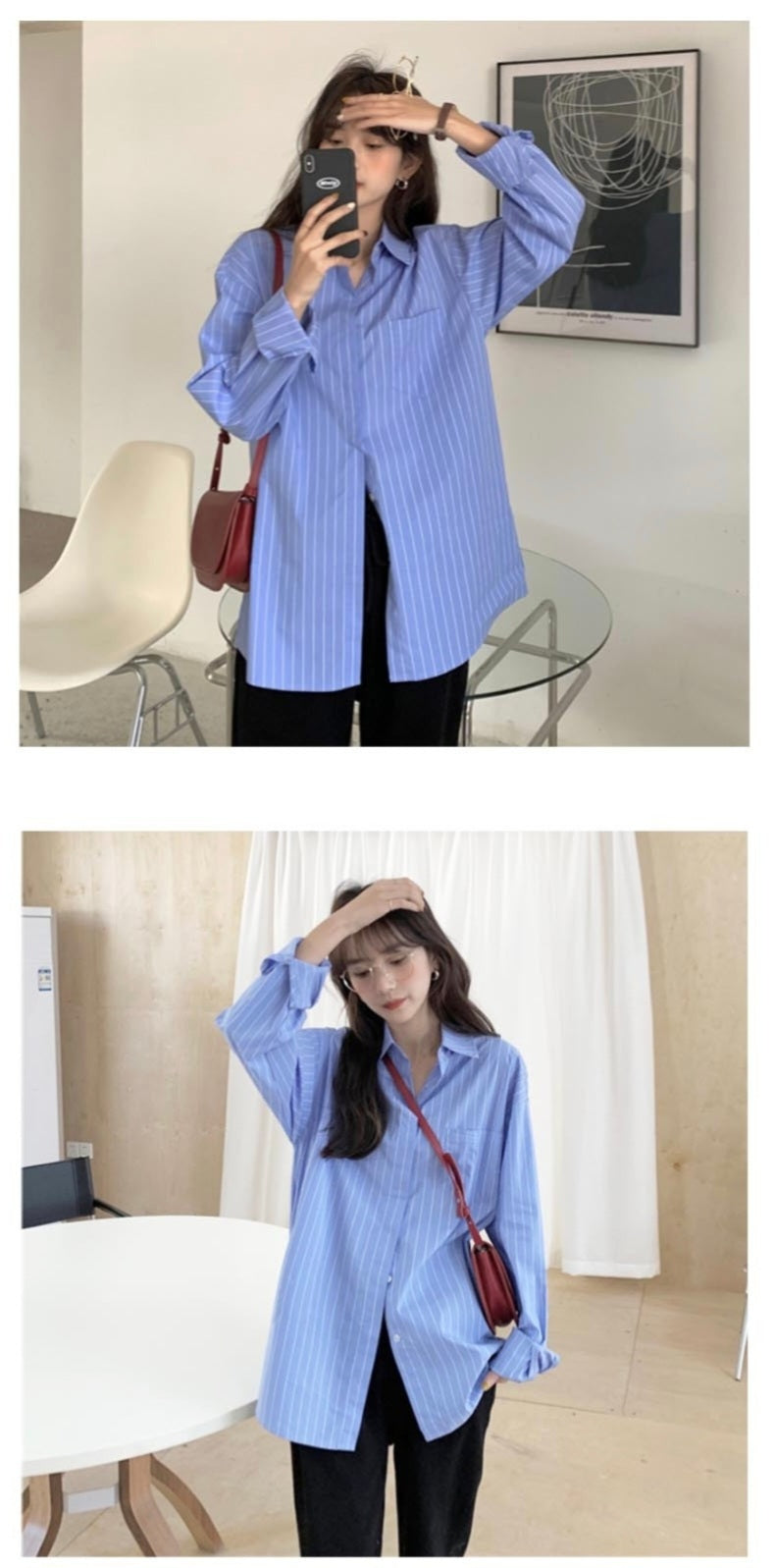 striped blue shirt